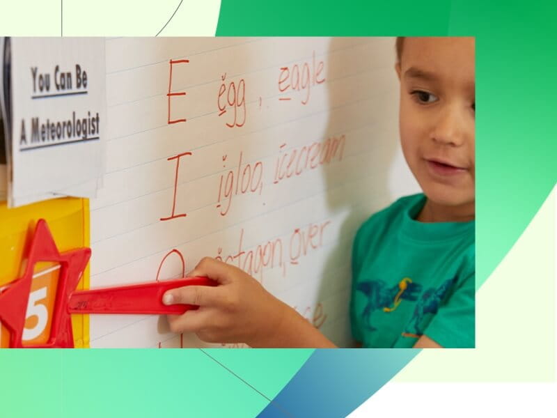 kid learning in classroom