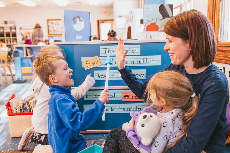 teacher with children