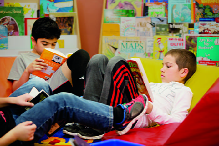 School-age students reading