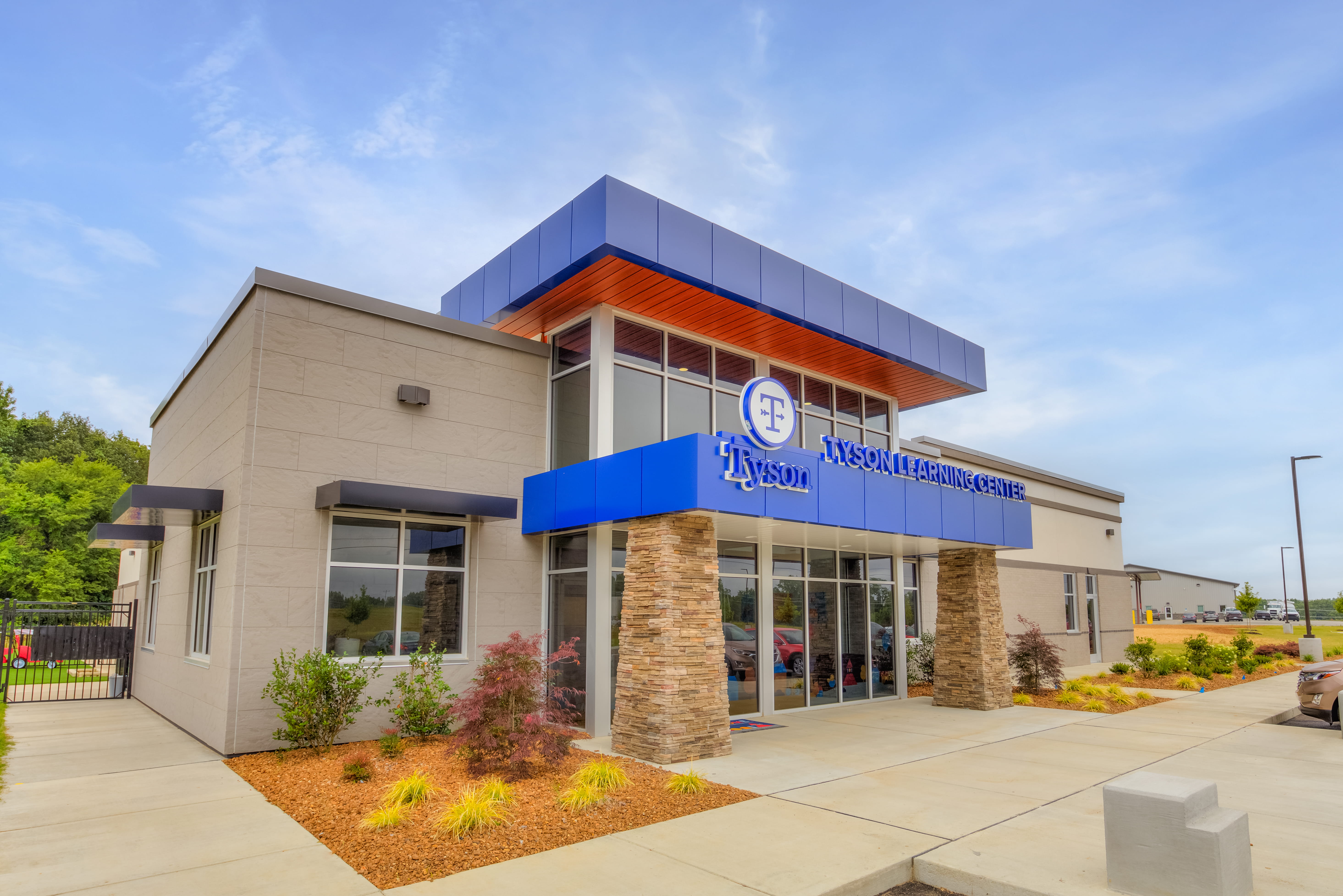 Outdoor view of Tyson Learning Center child care facility