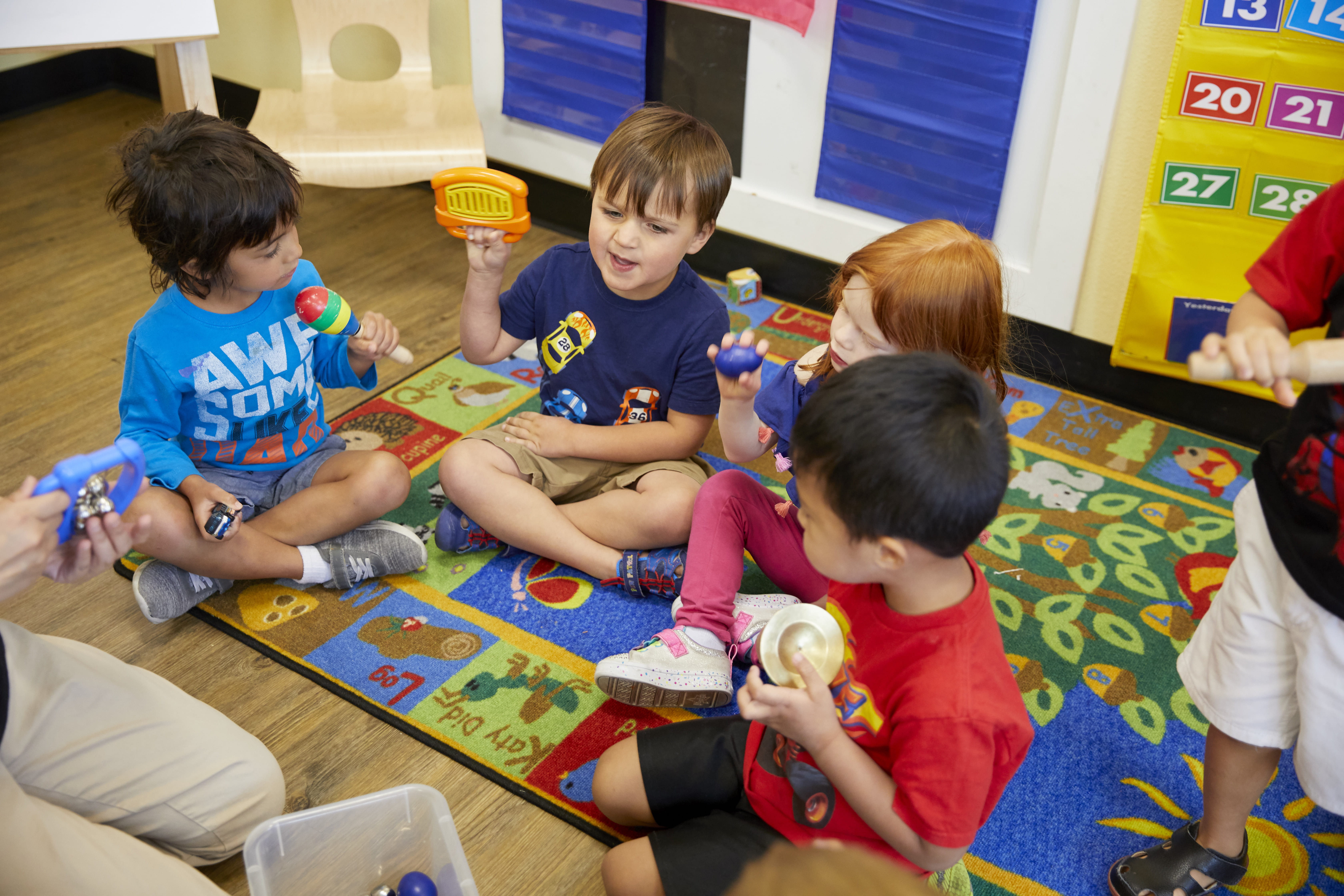 Children playing with musical instruments