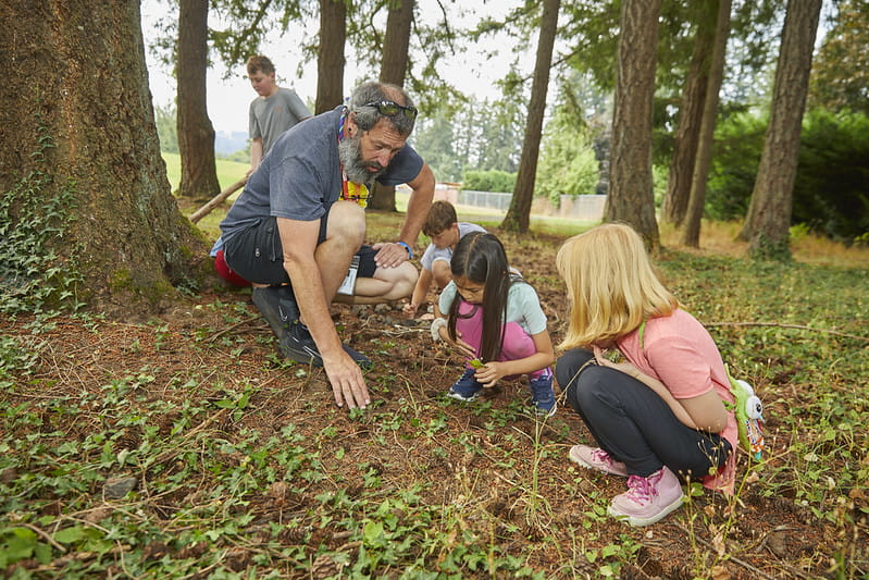 Kids learning outside